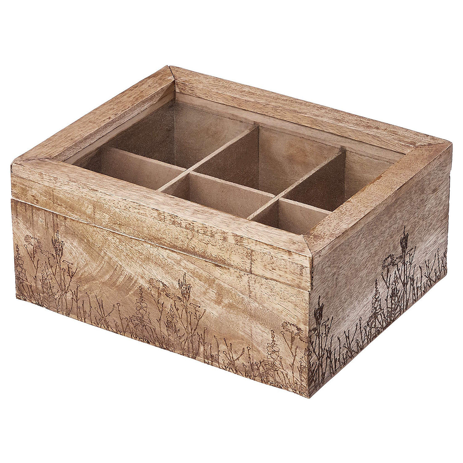TEEBOX Tea Time - Braun, Glas/Holz (18/10/23cm) - Butlers