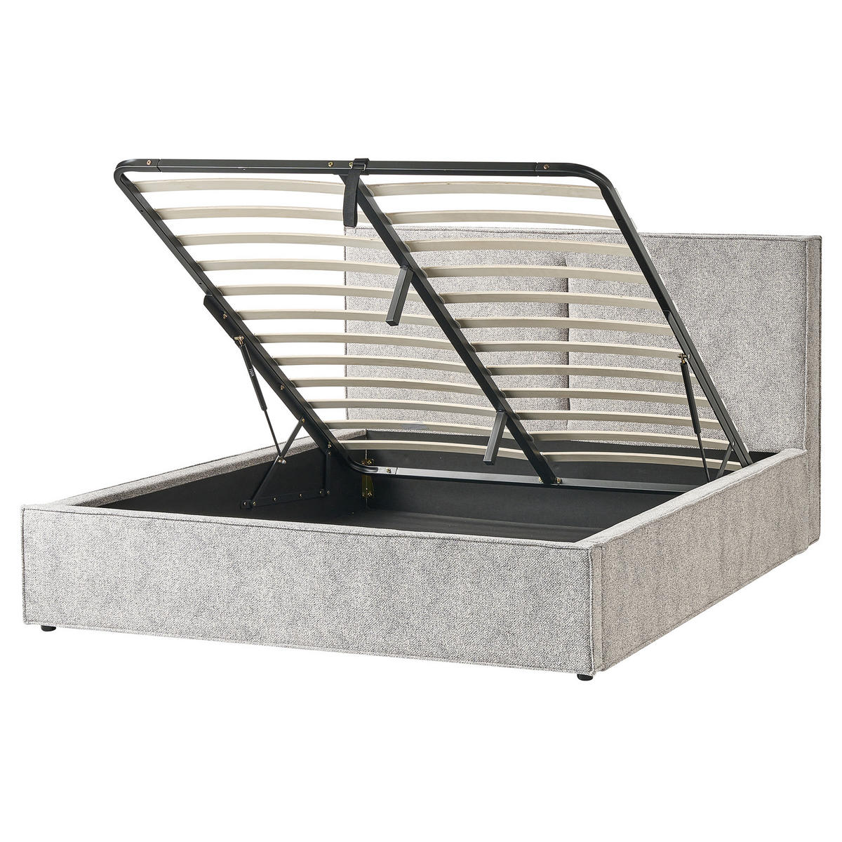 BETT mit Stauraum 160/200 cm Schwarz Moissac - Schwarz/Weiß, Textil (160/200cm) - Beliani