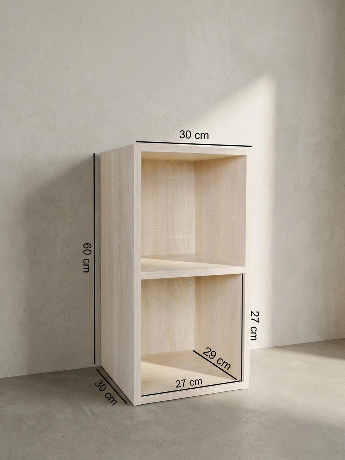 REGAL Melamin 2 Fächer Kompakt CERVINO, Beige 30x30x60 cm - Beige, Holz (30/60/30cm) - KADIMA DESIGN