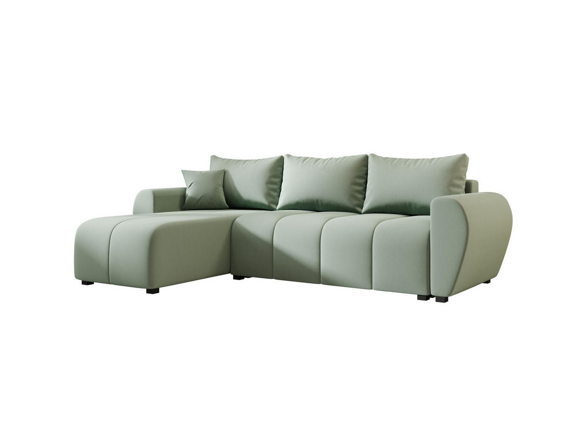 ECKSOFA MOLISA L Cosmic 16 Rechts mit Schlaffunktion - Hellgrün, Textil (245/145cm) - Bedante