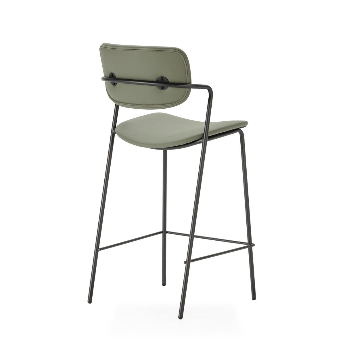 SADA 2 stoliček s černými kovovými nohami, výška 66 cm - MAIKA - zelená barva, textil (51/66/44cm) - Calicosy