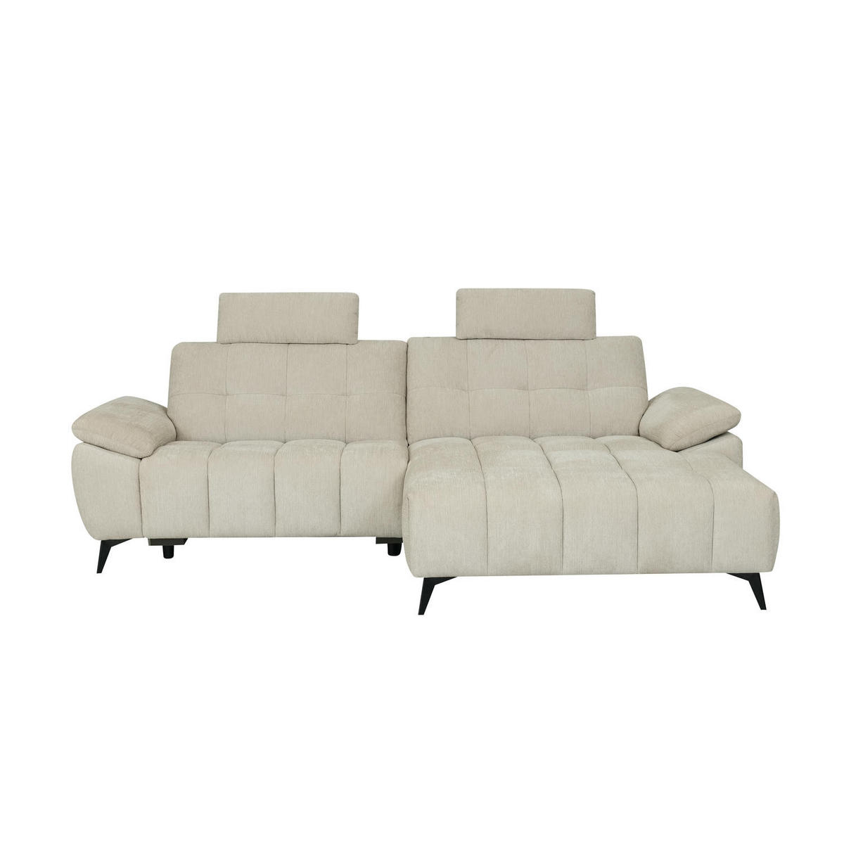 ECKSOFA Webstoff Creme Beige - Beige/Schwarz, Textil/Metall (268/156cm) - Furnhouse