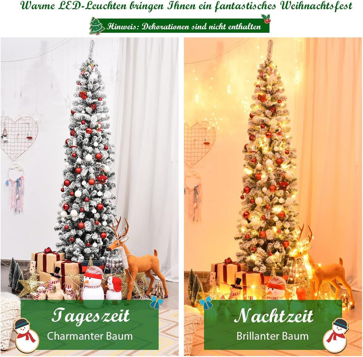 WEIHNACHTSBAUM Grün - Grün, Kunststoff (225cm) - COSTWAY