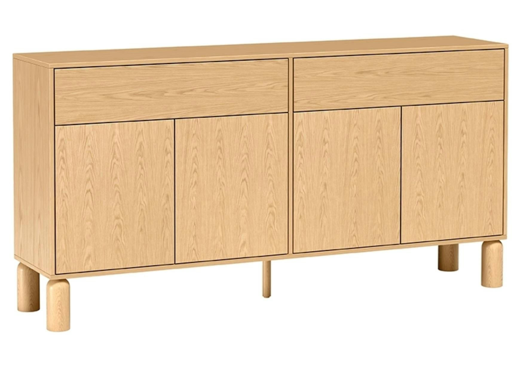 KOMMODE Sanden Eiche, zweitürige Sideboard mit Schubladen - Eichefarben, Holzwerkstoff (180/92/41cm) - Bettso
