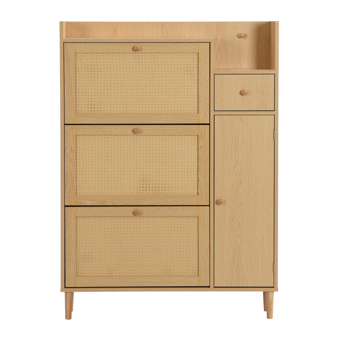 SCHUHSCHRANK 90/125/17 cm Natur aus MDF mit 3 Klappen und 1 Schublade - Naturfarben, Holzwerkstoff (90/125/17cm) - OKMYHOME
