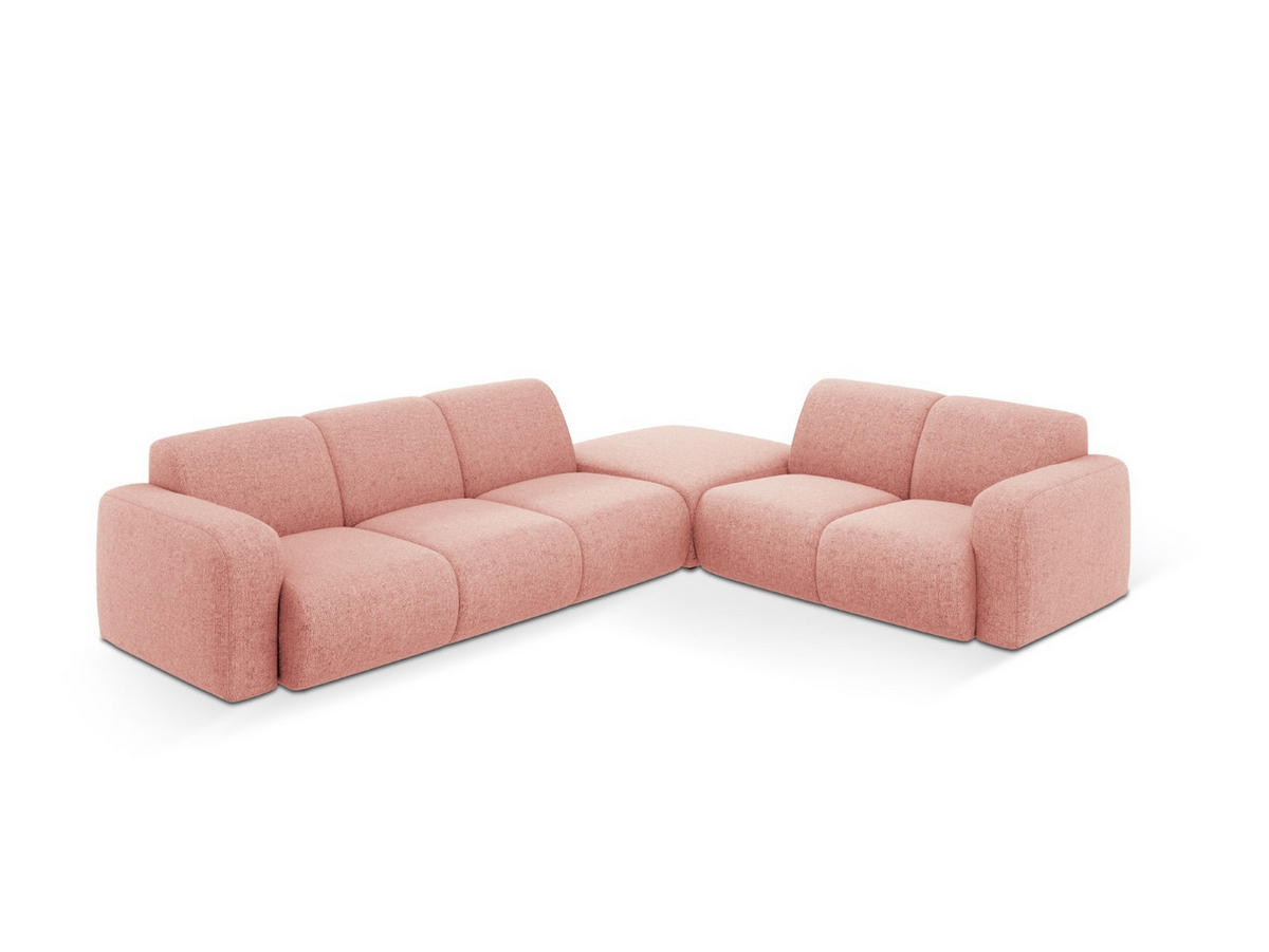 ECKSOFA rechts Molino aus Chenille-Stoff rosa 6 Sitzplätze - Pink, Textil (250/315cm) - Micadoni