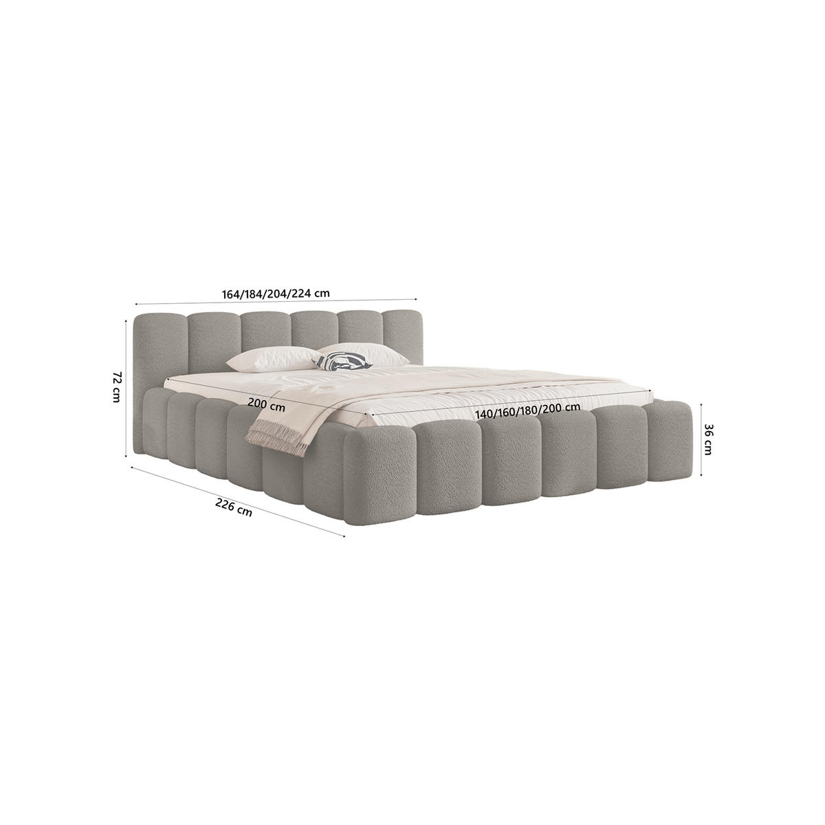 POLSTERBETT MACAPA 200x200 cm, Braun - Braun, Textil (200/200cm) - Fedve