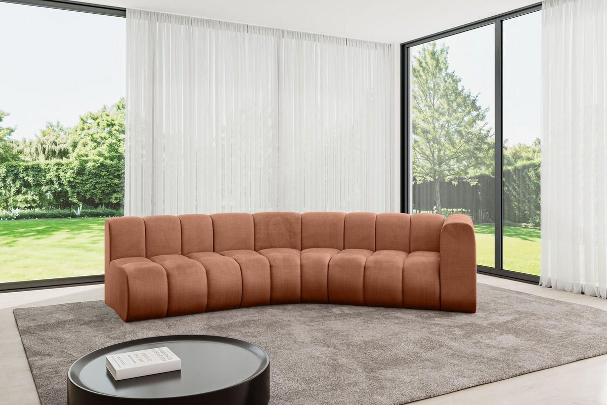 ECKSOFA modulares Sofa Karex-L1 - 308x194x70 cm Apricot - Koralle, Holzwerkstoff/Textil (308/194cm) - ALTDECOR