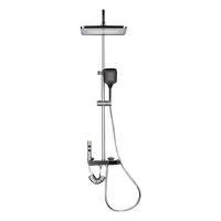 DUSCHSYSTEM mit Digitalanzeige und LED-Beleuchtung - Höhenverstellbare Duschstange mit Handbrause - Grau - Grau, Metall (35/120/30cm) - DELFA