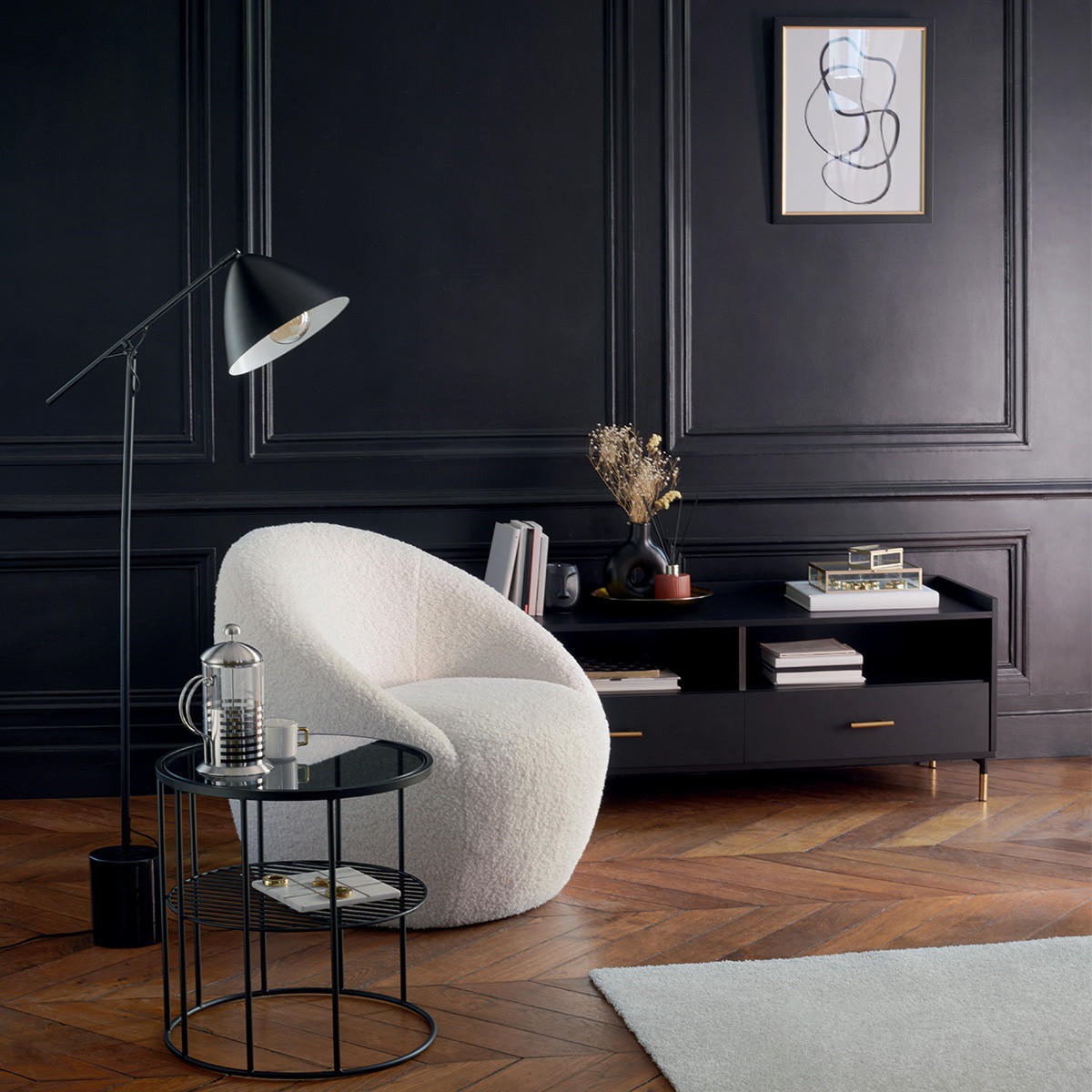 FERNSEHSCHRANK mit goldenen Beinen Tedy 120/40/46,7 cm - Schwarz, Holzwerkstoff (40/46.7/120cm) - Atmosphera Createur d´interieur