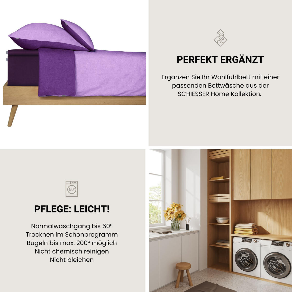 SPANNBETTLAKEN Flexi 95 % Baumwolle, 5 % Elasthan 150x200 cm Aubergine - Aubergine, Textil (150/200cm) - SCHIESSER
