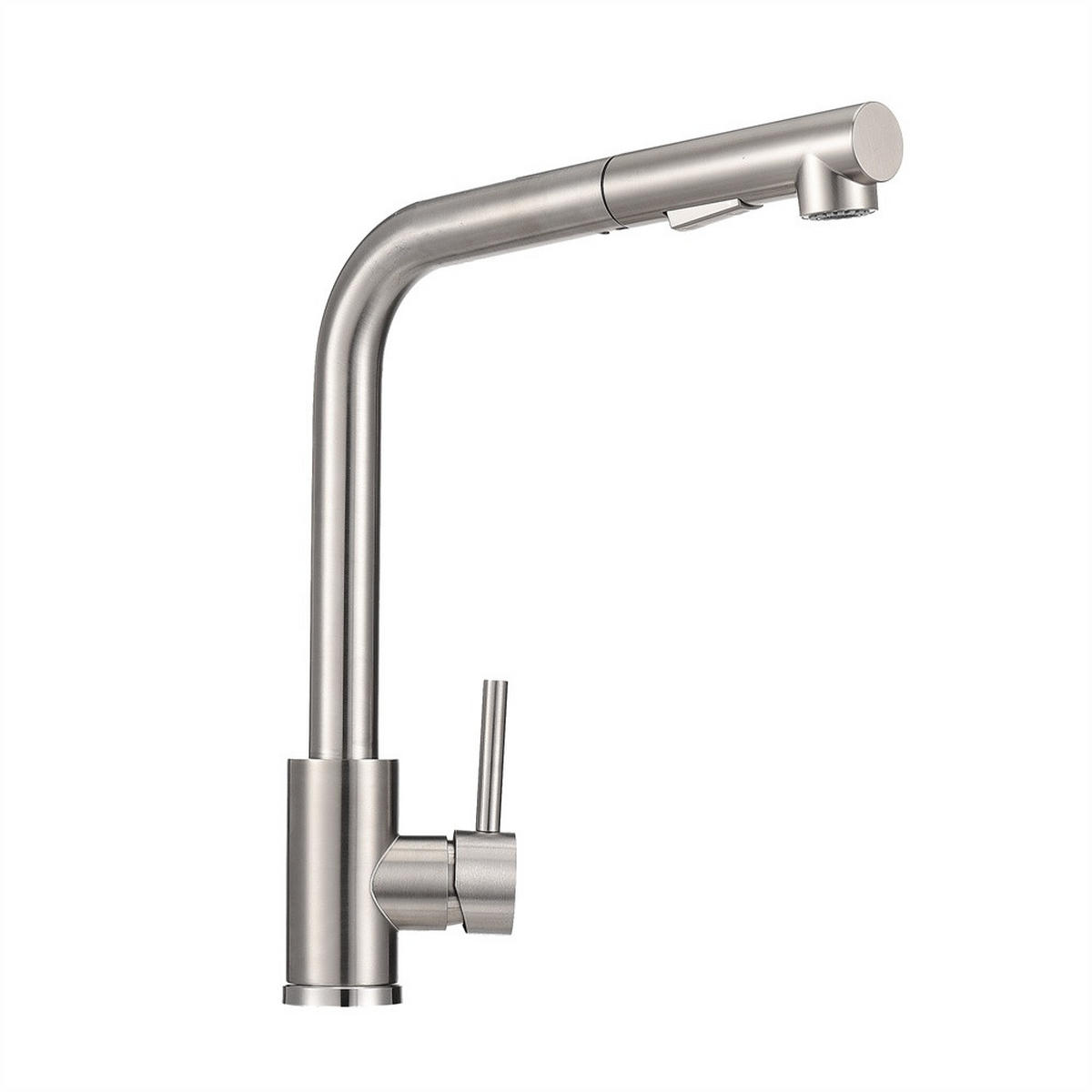 WASCHTISCHARMATUR L-Form ausziehbar Mischbatterie für Kalt - und Warmwasser Edelstahl - Spültischarmatur - Silberfarben, Metall (27.5/31/8.5cm) - DELFA