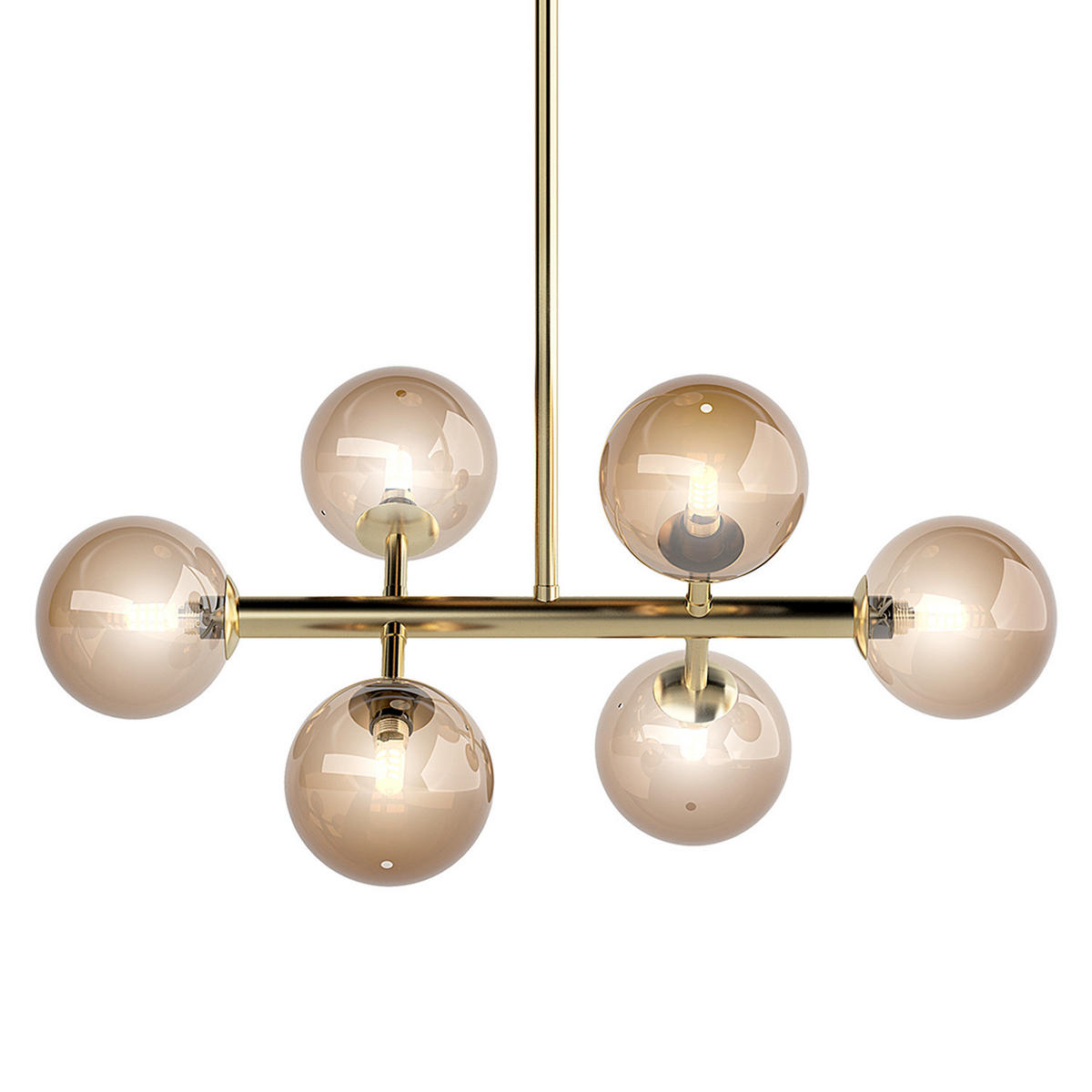 DECKENLEUCHTE - Metall / Glas - 6-flammig - Goldfarben, Glas/Metall (33/60/70cm) - home24
