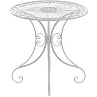 GARTENTISCH rund Ø70 cm Metall antik weiß - Weiß, Metall (70/70/73cm) - CLP