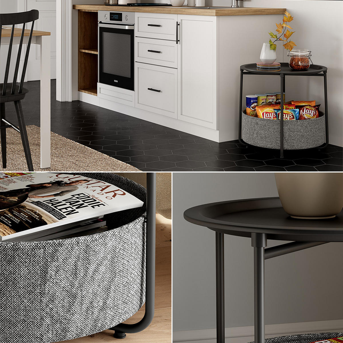 COUCHTISCH Liva Schwarz 47 x 50 cm - Schwarz, Holzwerkstoff (50/47/50cm) - Vicco