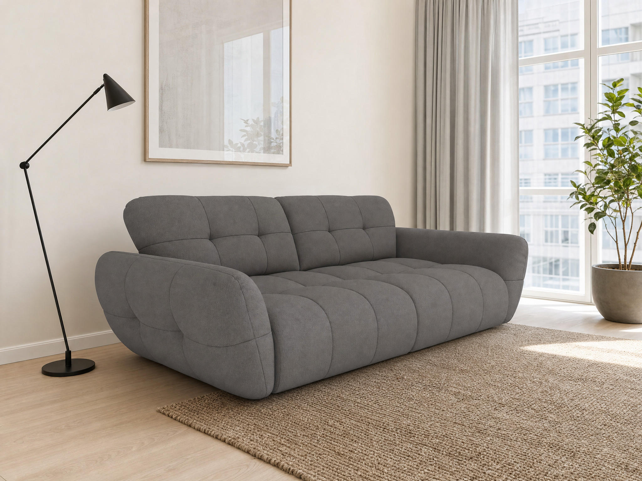 BIGSOFA Vannes Chenille Grau 272/134/68 cm - Grau, Kunststoff/Textil (272/68/134cm) - foamnova