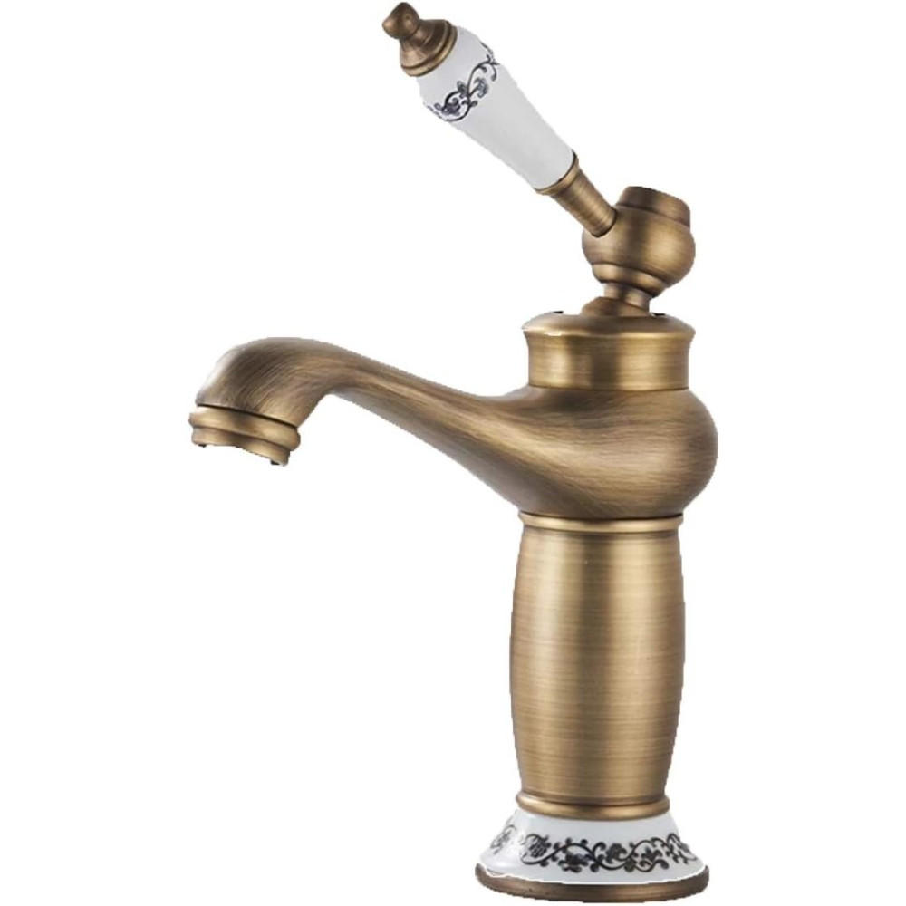 WASCHTISCHARMATUR Retro Antik Messing, Einhand-Mischbatterie 360-Grad-Drehung, Niedrig, Gold - Goldfarben, Metall (9/17/6cm) - Kaket