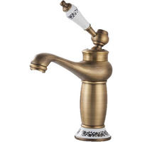 WASCHTISCHARMATUR Retro Antik Messing, Einhand-Mischbatterie 360-Grad-Drehung, Niedrig, Gold - Goldfarben, Metall (9/17/6cm) - Kaket