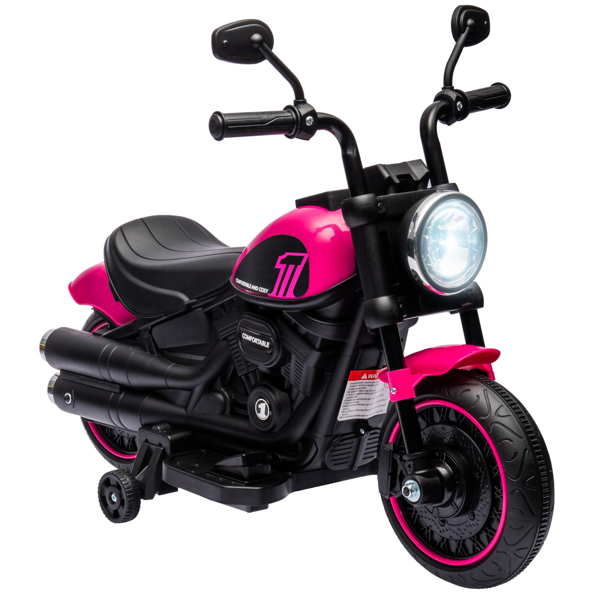 ELEKTRO KINDERMOTORRAD, Blau+Schwarz/Rosa+Schwarz, Kunststoff+ Eisen - Rosa, Metall (76/42/57cm) - HOMCOM