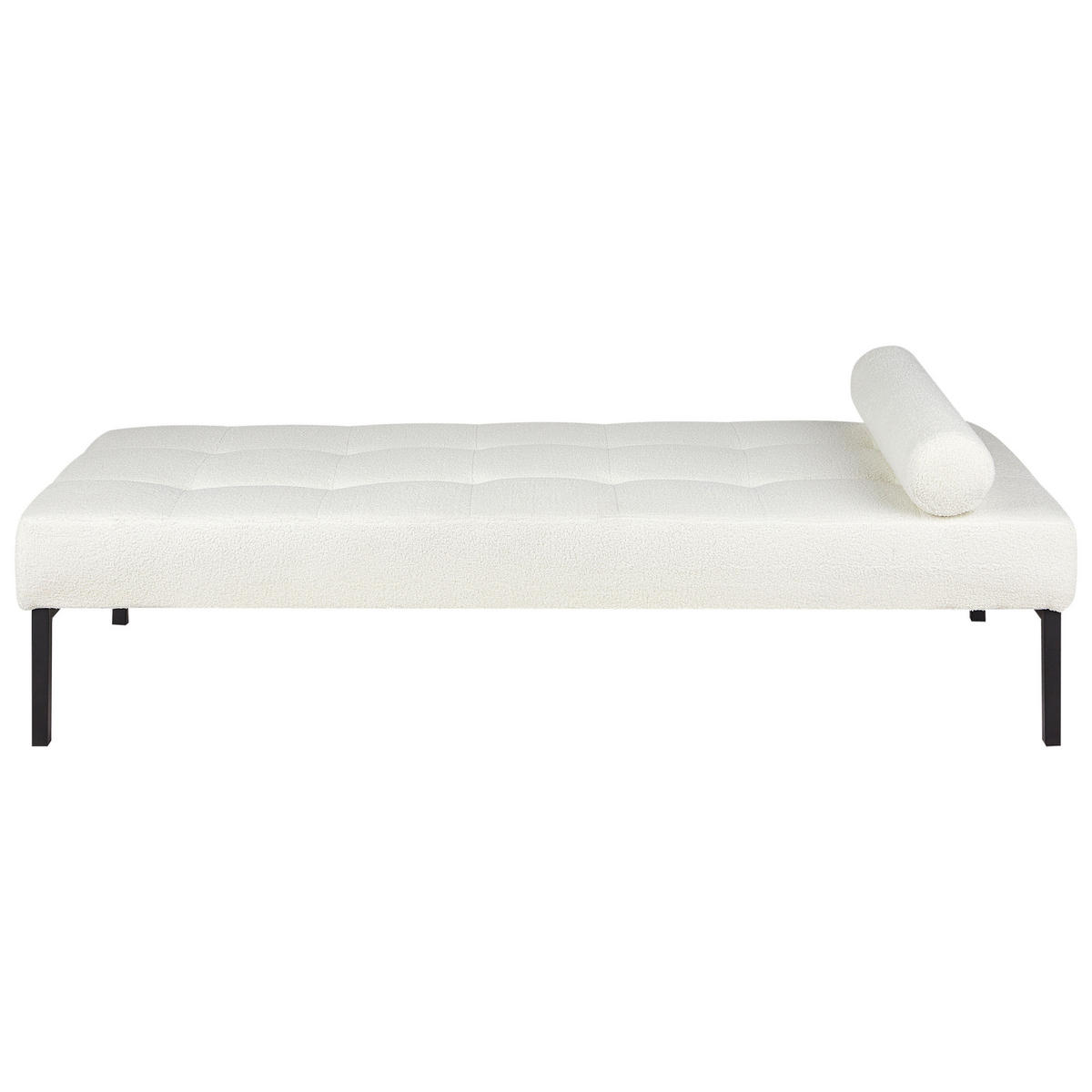 ČALOUNĚNÉ LEHÁTKO CHAISE LONGUE Bouclé Bílé Chinon - bílá/černá, textil (178/41/73cm) - Beliani
