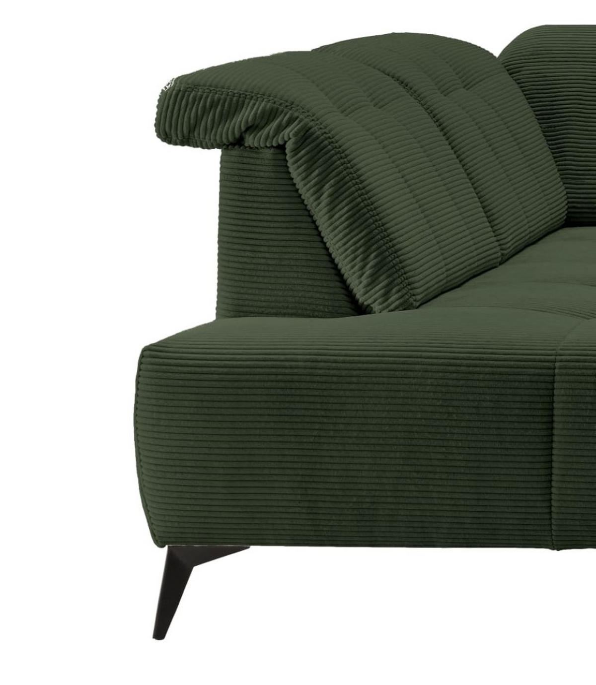 WOHNLANDSCHAFT mit elektrisch verstellbare Relaxfunktion, Cord-Stoff - Schwarz/Grün, Textil/Metall (337/104/200cm) - myHomelando