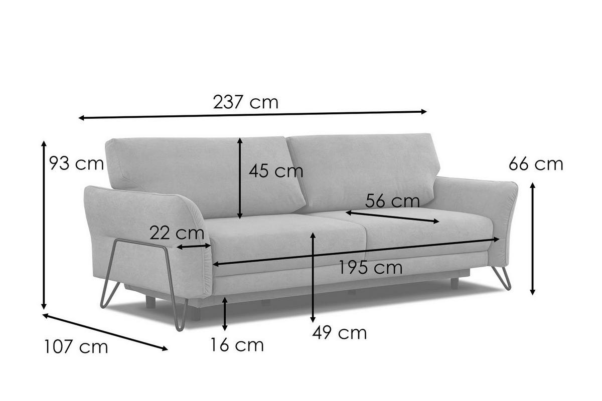 SOFA LOREM 3-Sitzer mit Schlaffunktion, grün - Schwarz/Grün, Holz/Textil (232/90/107cm) - Courtois Laville