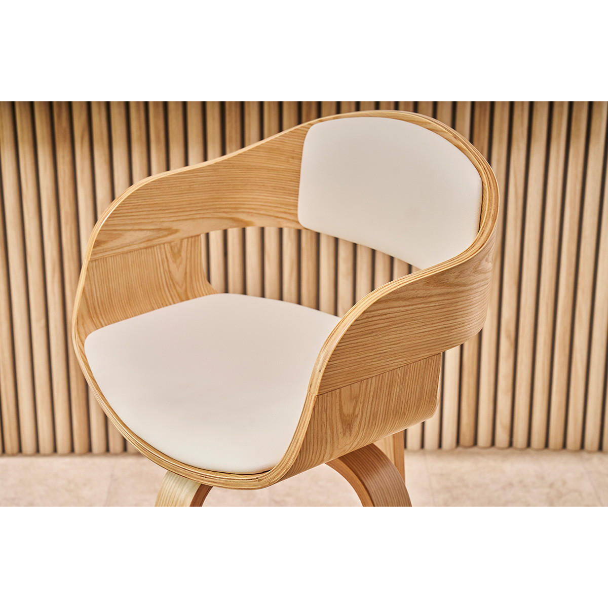 BARHOCKER 360Á Drehbar Helles Holz H67 cm GAO - Weiß, Holz (55/96/55cm) - Miliboo