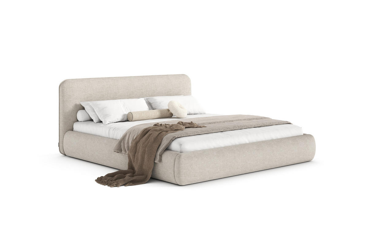 POLSTERBETT ODETTE mit Bettkasten, Beige Wind 05 - 180x200 cm - Beige/Naturfarben, Holz/Textil (180/200cm) - mybed.