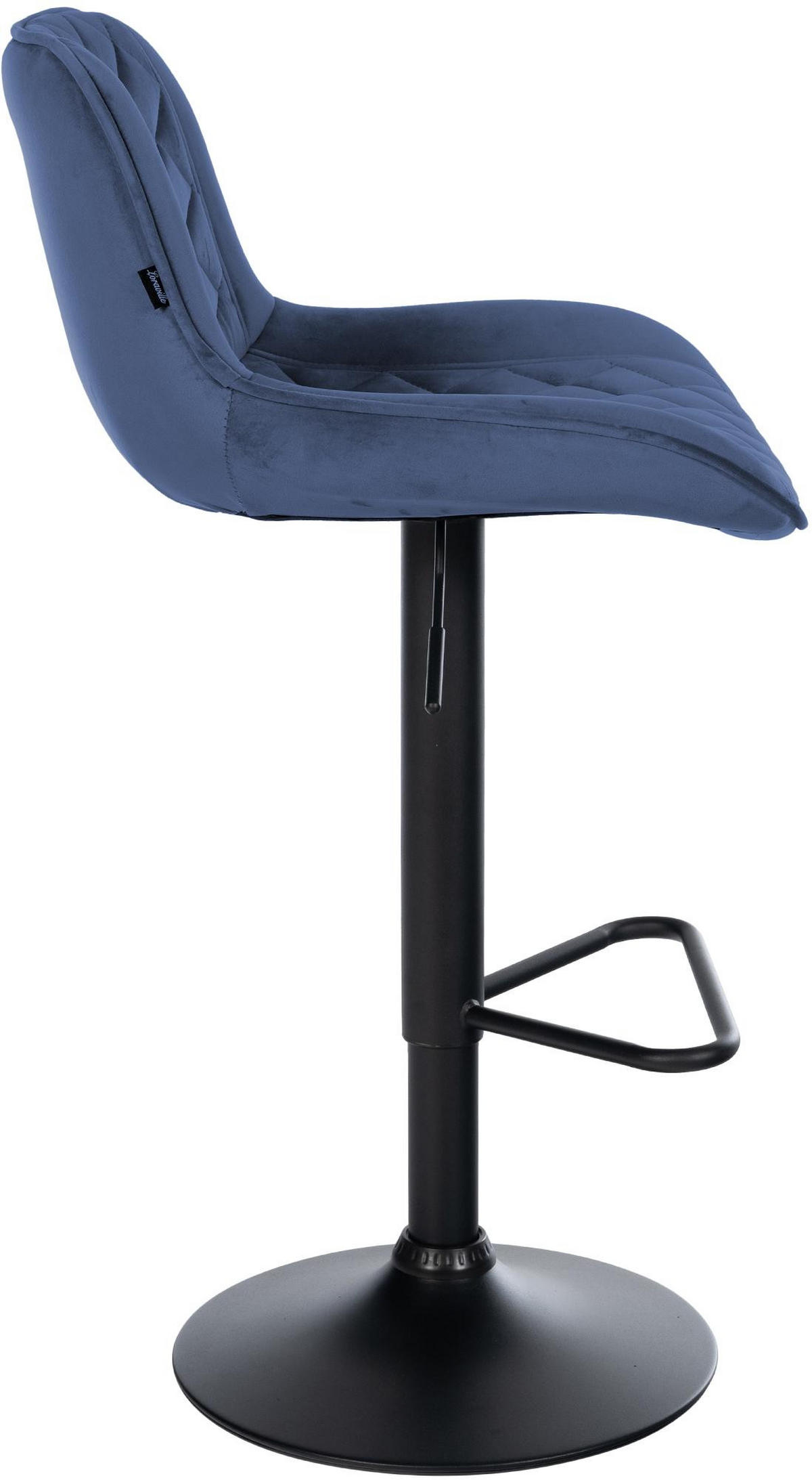 BARHOCKER Samt Blau - Blau/Schwarz, Textil/Metall (50/84/52cm) - CLP