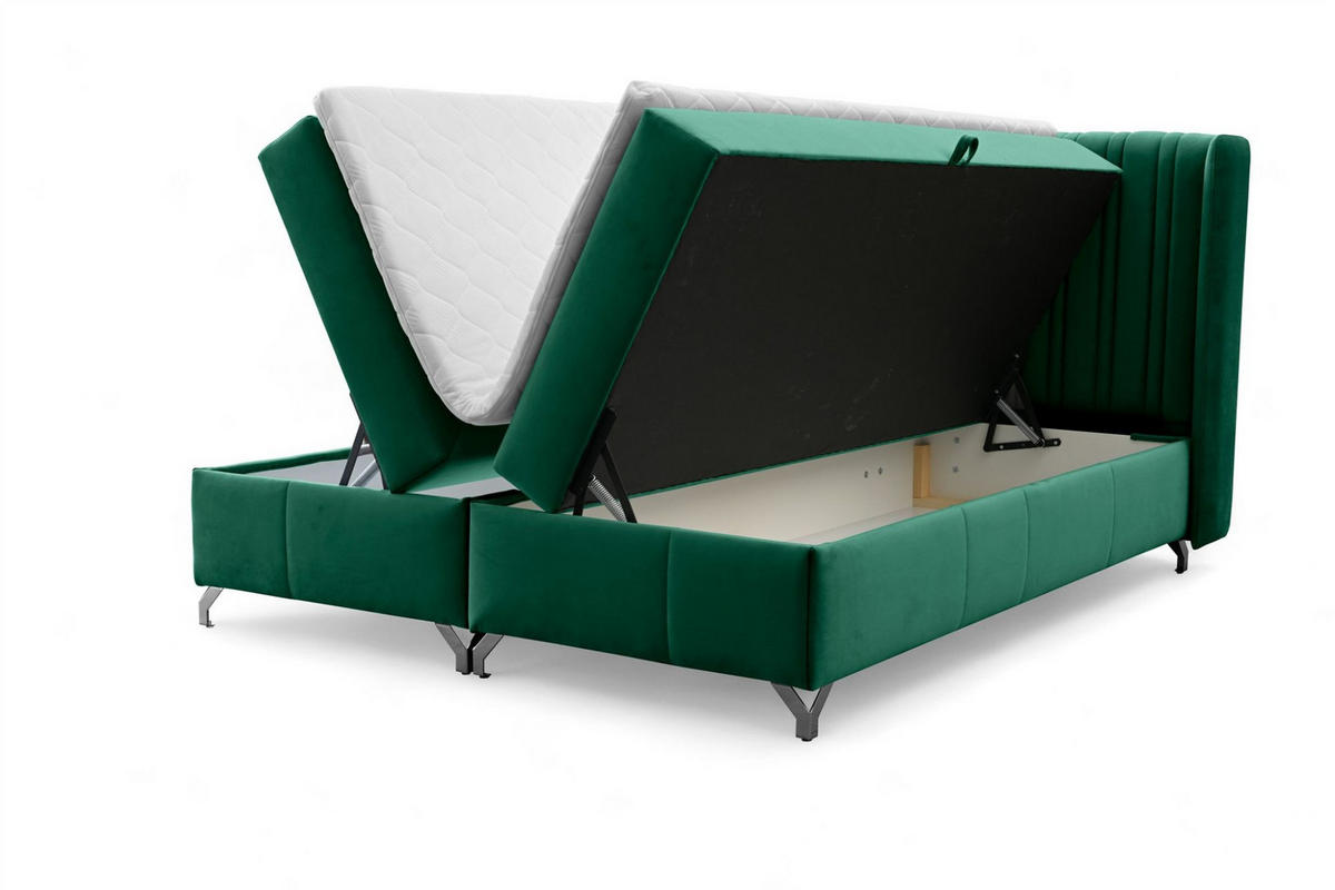 BOXBETT Damien - Grün, Holzwerkstoff/Textil (140/200cm) - Fun Möbel