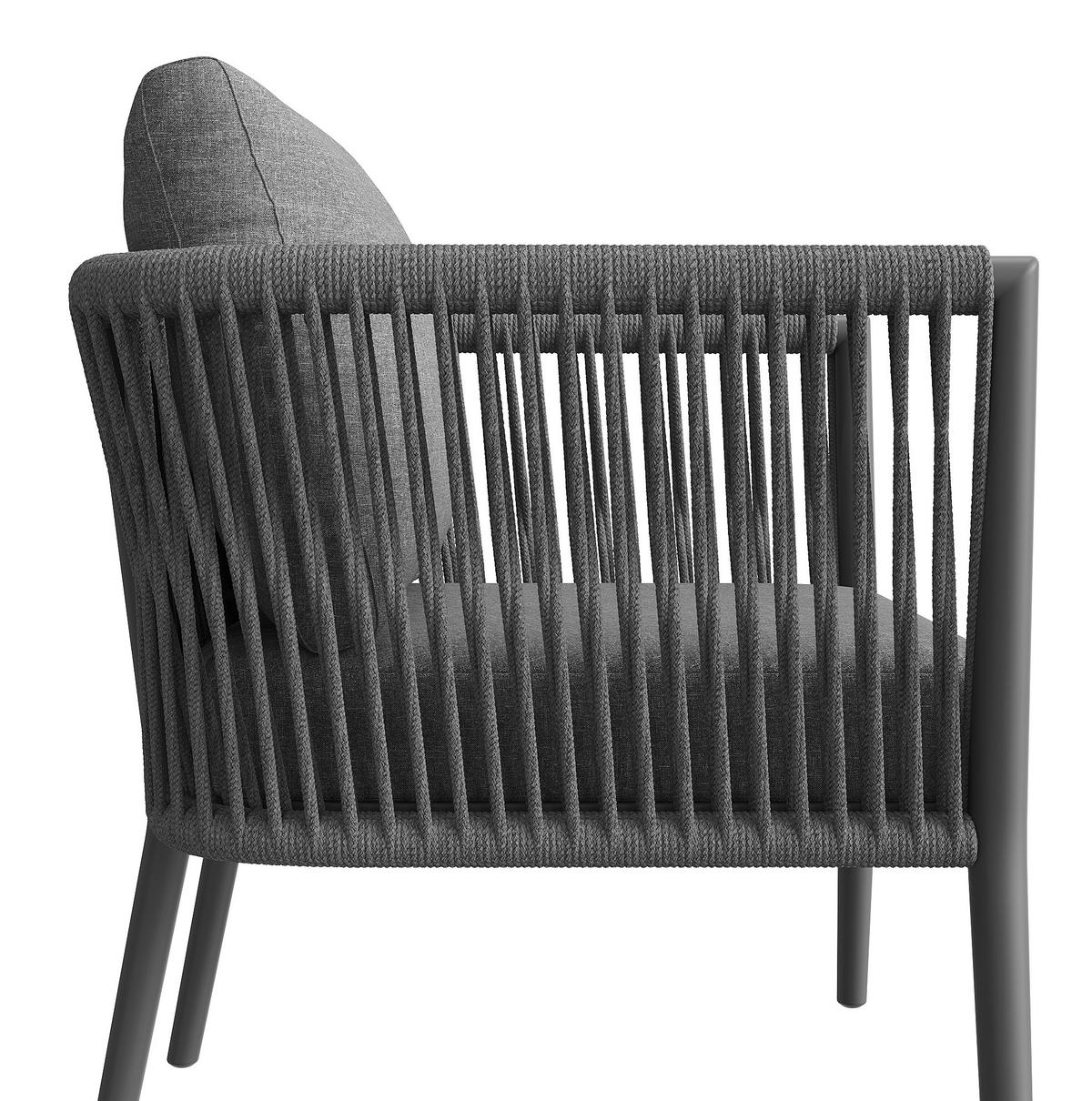 LOUNGEGARNITUR Grau aus Metall und Olefin 6er Set - Grau, Metall - OKMYHOME
