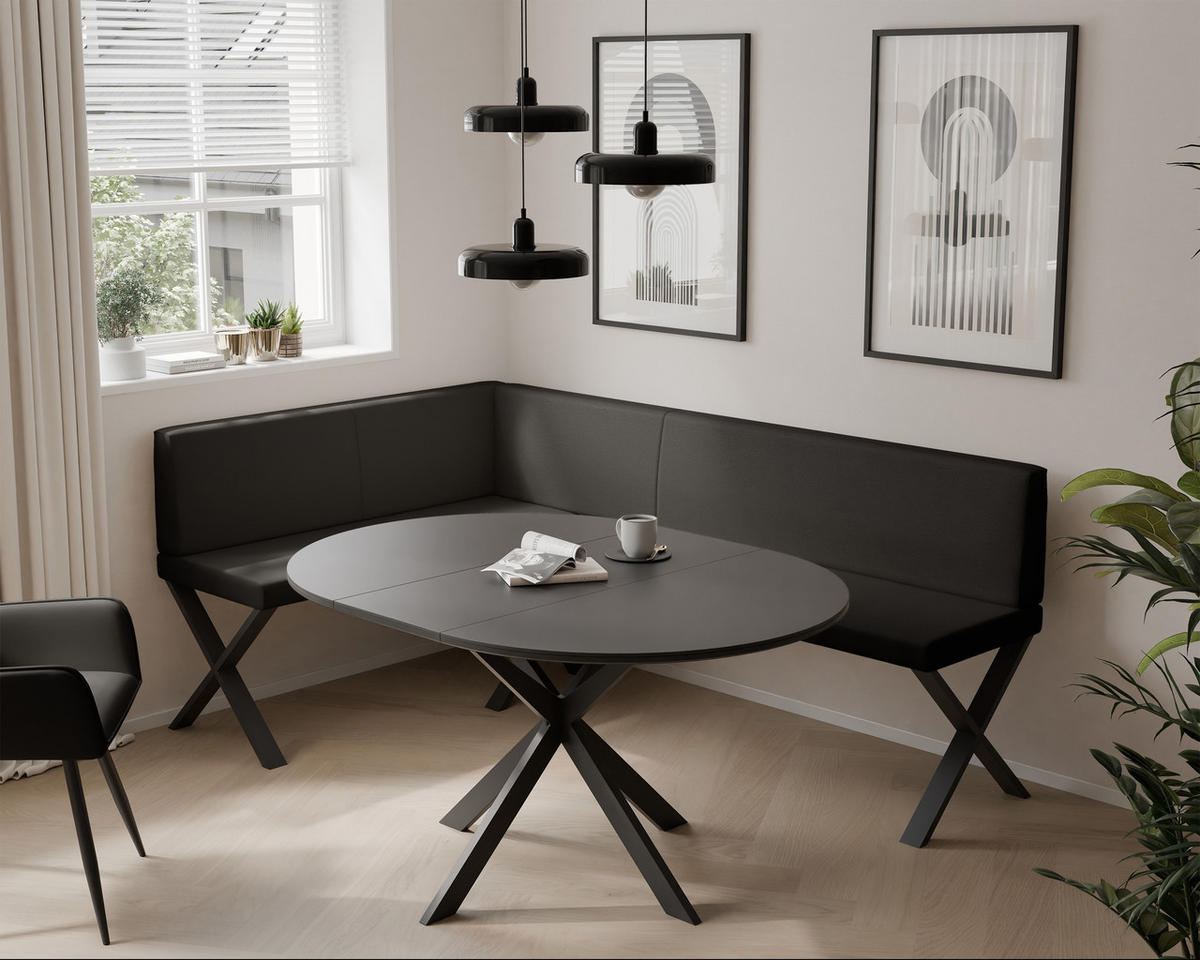 ECKBANK links VERO X Kunstleder glatt, 128/168 cm Anthrazit - Anthrazit, Kunststoff/Textil (128/168cm) - Idohome
