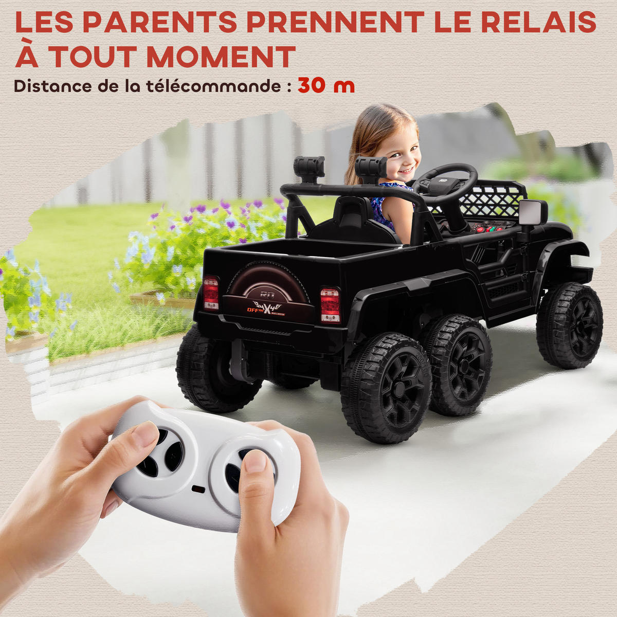 ELEKTRO-KINDERAUTO DE-13148 4x4/2x2 Modus Schwarz - Schwarz, Kunststoff (122/62.5/65cm) - ComfortXL