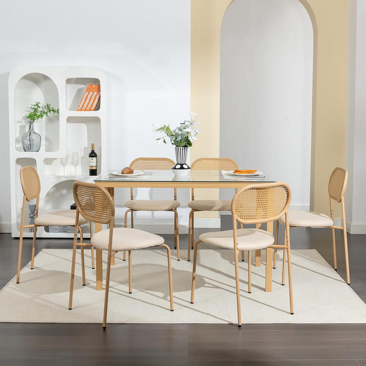 ESSZIMMERSTÜHLE 2er-Set Rattan Mit Metallbeinen Holzfarbe - Braun, Holz (46.5/80.5/40cm)