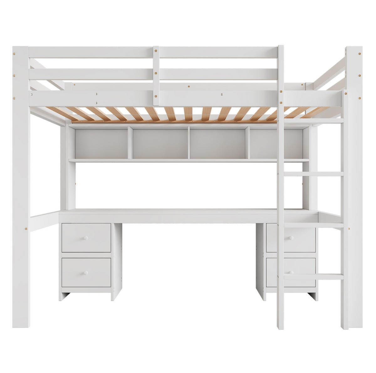 HOCHBETT 90/200 cm aus Kiefer und MDF mit Schreibtisch und Stauraum Weiß - Weiß, Holz (90/200cm) - Modenvie