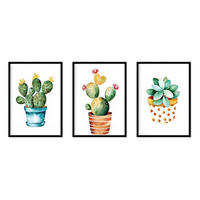 POSTER Set Mit 3 Pflanzen Kaktus A4 Rahmenlos - Klar, Papier (29.7/5/21cm) - Nacnic