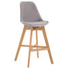 BARHOCKER Canada, Gestell natura, Samt Grau - Naturfarben/Grau, Holz/Textil (48/100/56cm) - TPFLiving