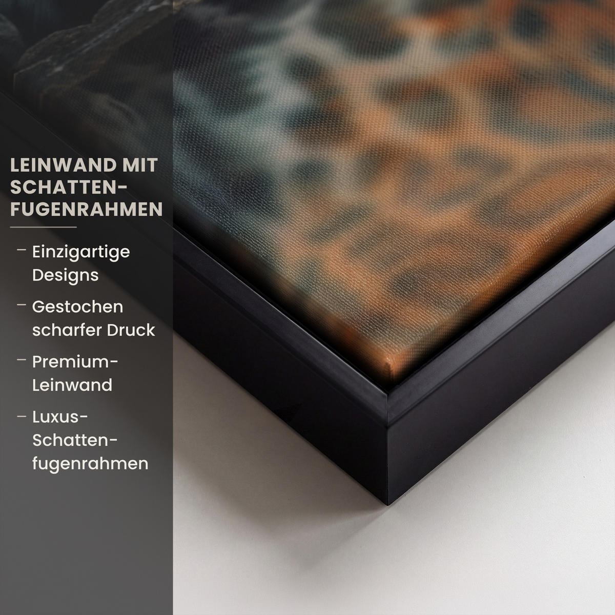 LEINWAND Bilder mit Rahmen - Natur - Leopard - Tier - Sonnenuntergang - Modern - 50x50 - Orange, Textil (50/50cm) - MuchoWow