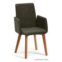 ARMLEHNSTUHL (4er-Set) Darcie 52x92x60 Eiche geölt/Khaki - Dunkelgrün/Eichefarben, Kunststoff (60/92/52cm) - 58aufmkessel