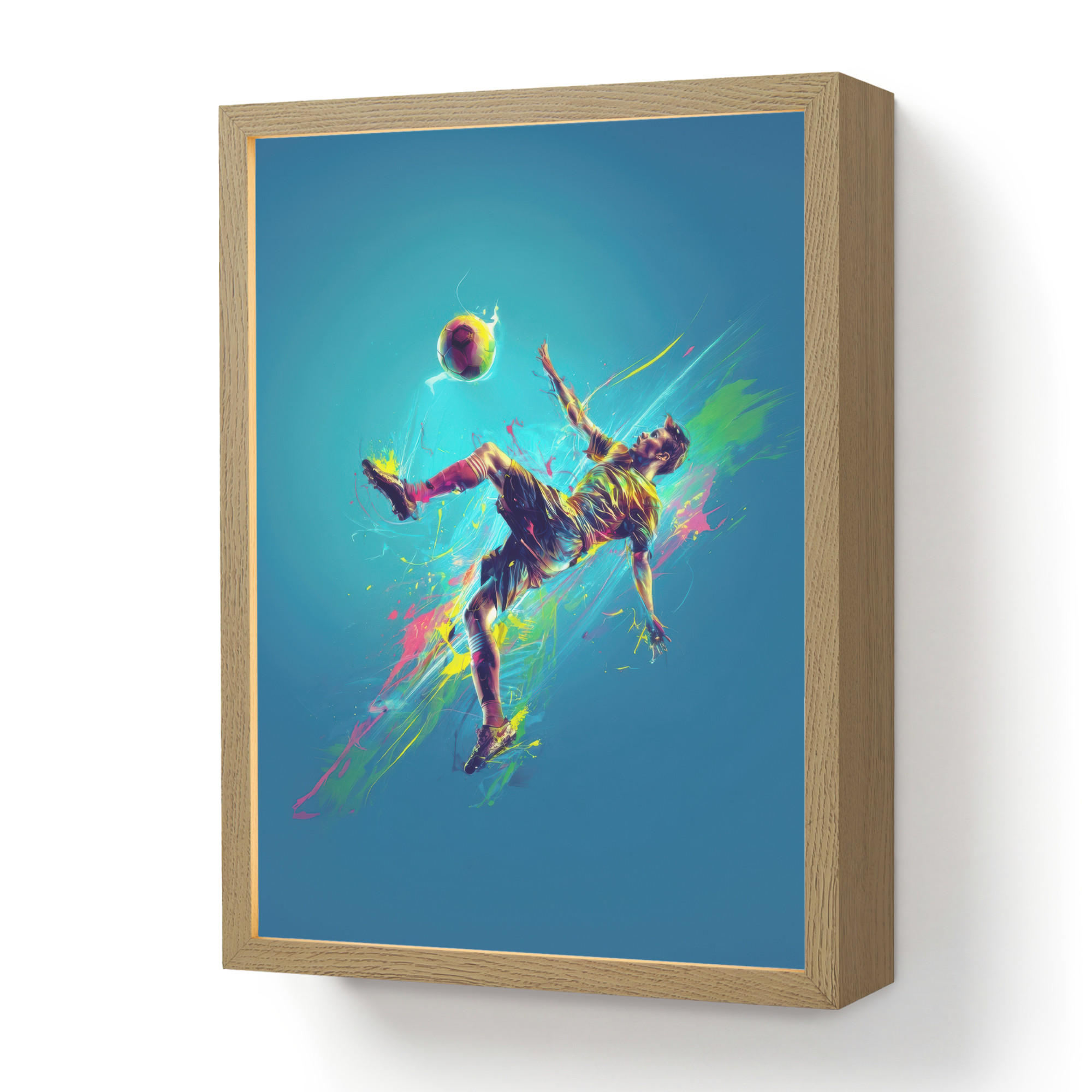 OnlyWow NÁSTĚNNÁ LAMPA S AKUMULÁTOREM Fotbalista - Stříkající barva - Barevné - Míč 30x40 cm