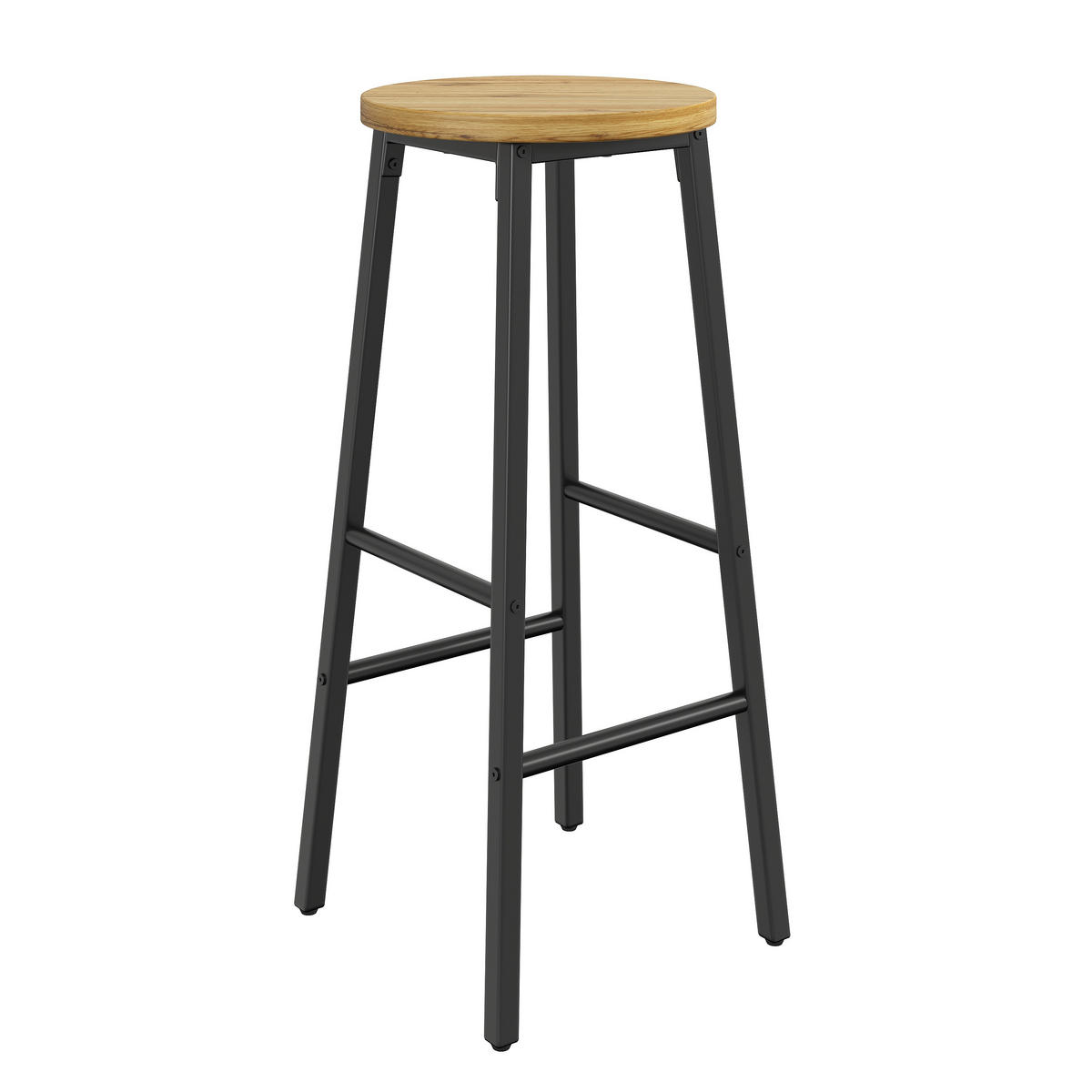 BARHOCKER 2er Set 70cm Holzoptik Sitz Schwarz Metall - Schwarz, Metall (30/70/30cm) - FLIEKS