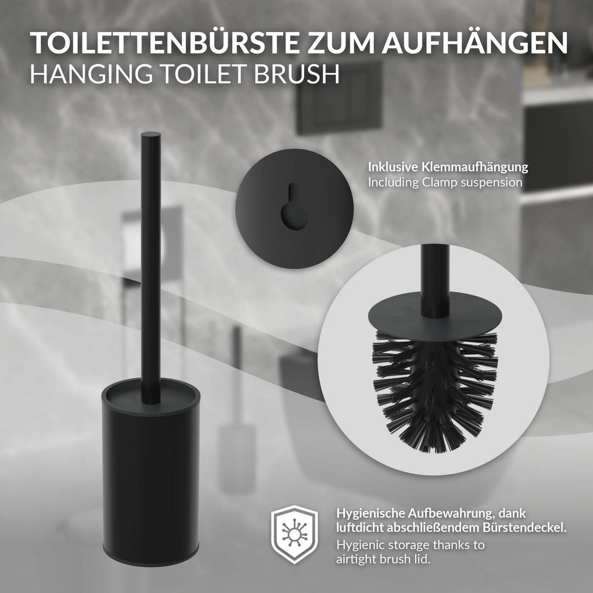 ZÁVĚSNÝ SKŘÍŇOVÝ MODUL WC z nerezové oceli, matná černá, 60x20x14 cm - černá, kov (14/60/20cm) - LuxeBath
