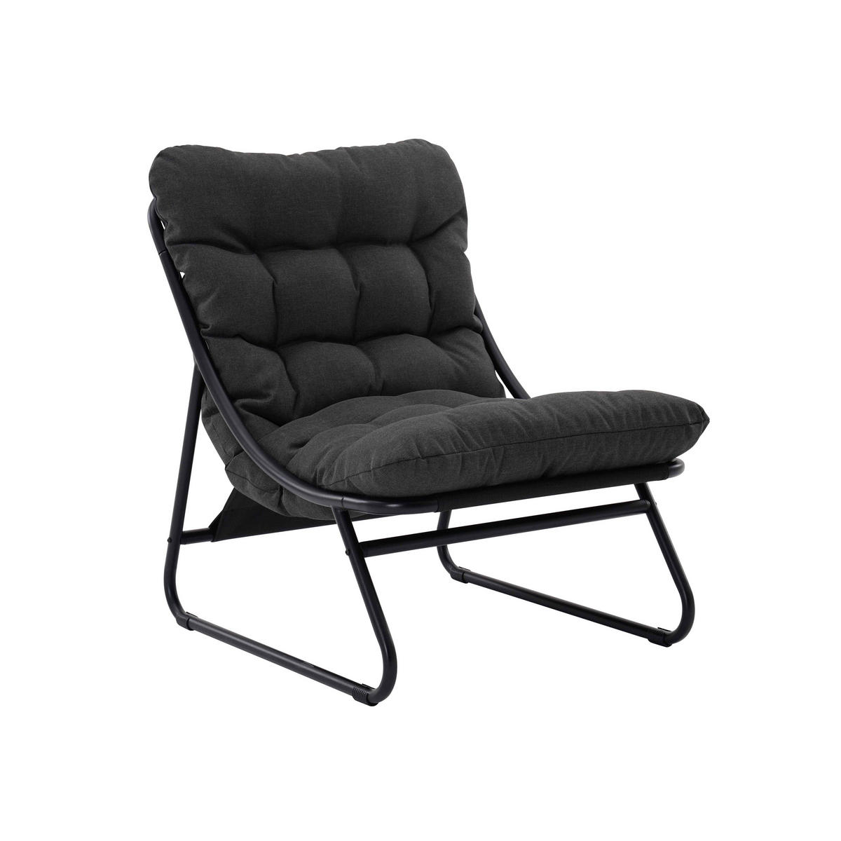 GARTENSET 4-Sitzer, Schwarz - Schwarz, Textil - Oviala