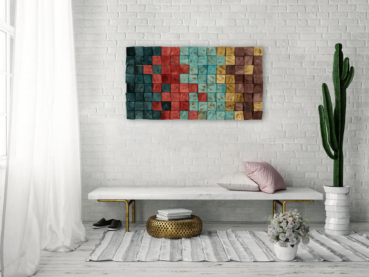 HOLZBILD Bunt 102/55 cm - Multicolor, Holz (6.5/55cm) - KUNSTLOFT