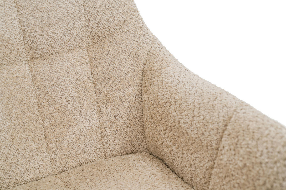 STUHL FANO drehbar gepolsterter mit Steppung - hellbeige - Boucle - Beige/Schwarz, Textil/Metall (58/83/59cm) - NEW HOME