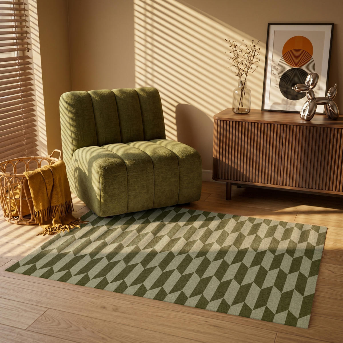KOBERCE - Vzor - abstraktný - zelený - lietadlá - 120x80 cm - olivovozelená, textil/plast (120/0.4cm) - OnlyWow