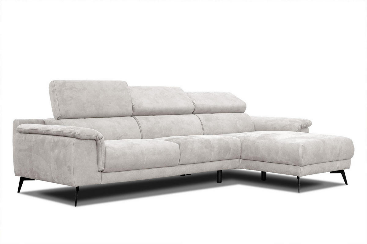 ECKSOFA FIERO 4-Sitzer, ecru - Ecru/Schwarz, Holzwerkstoff/Textil (288/170cm) - Courtois Laville