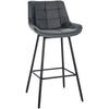 BARHOCKER Lederlook grau - Schwarz/Grau, Textil/Metall (49/104/56cm) - CLP