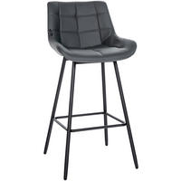 BARHOCKER Lederlook grau - Schwarz/Grau, Textil/Metall (49/104/56cm) - CLP