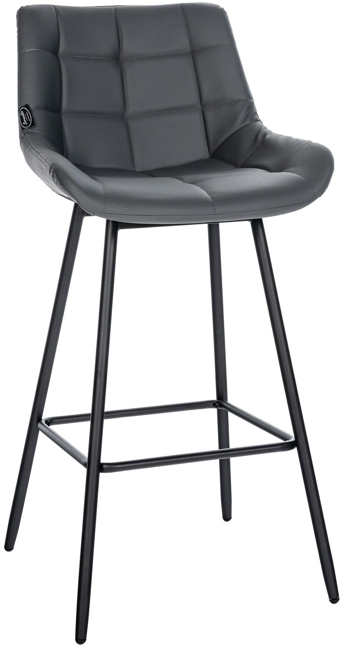 BARHOCKER Lederlook grau - Schwarz/Grau, Textil/Metall (49/104/56cm) - CLP